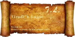 Tirpák Lajos névjegykártya